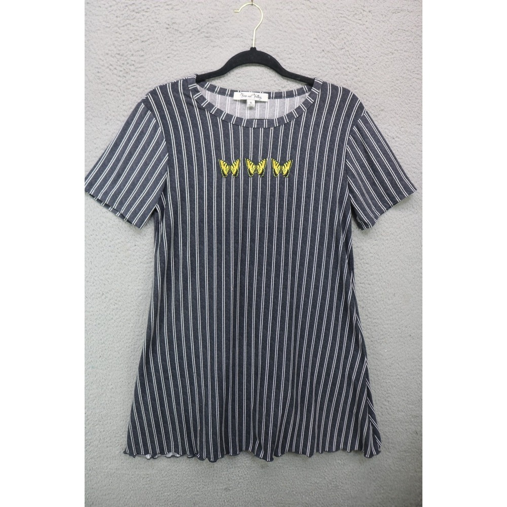 Vine & Valley Short Sleeve Striped Pajama Gown-XL-Butterflies-Soft-Cozy Chic